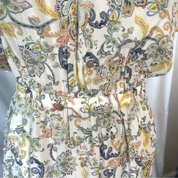 Paisley Floral Multicolor Summer Beach Faith Cinched Dress L - Picture 8 of 10
